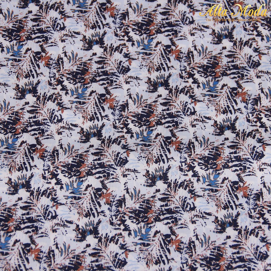 

Alta Moda Cotton Shirting Putih Motif Daun Biru Orange Hitam (1M)