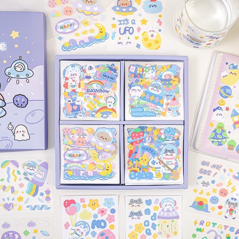 sticker aesthetic - diy project sticker set box multi surface cute stickers korea style stickers tempelan diy