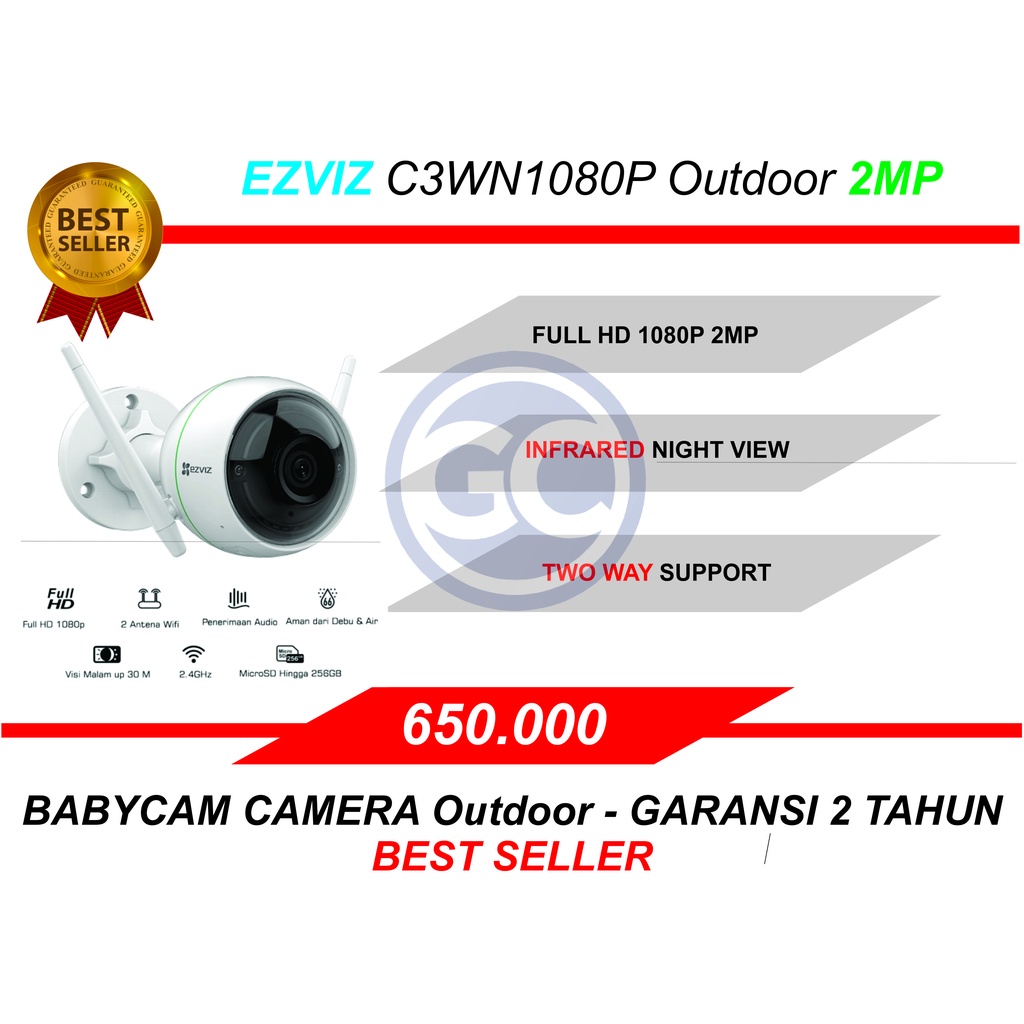 PAKET CCTV Babycam Outdoor EZVIZ C3WN 2MP Best Seller Bergaransi Resmi