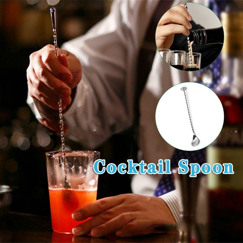 Stainless Steel Cocktail Bar Spiral Spoon /  Fine Thread Bar Spoon Cocktail Stirring / Twisted Mixing Spoon