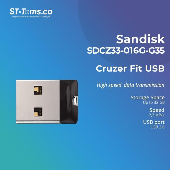 Murah | Laris | Sandisk Cruzer Fit Usb Flash Driver Cz33 16Gb Sdcz33-016G-G35