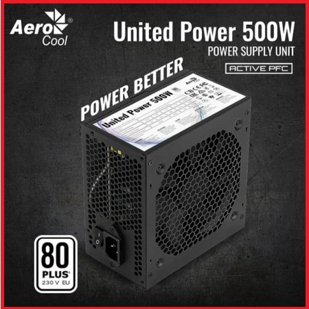 Psu Power supply pc 500 watt AEROCOOL UNITED POWER / Psu 500w 80 plus