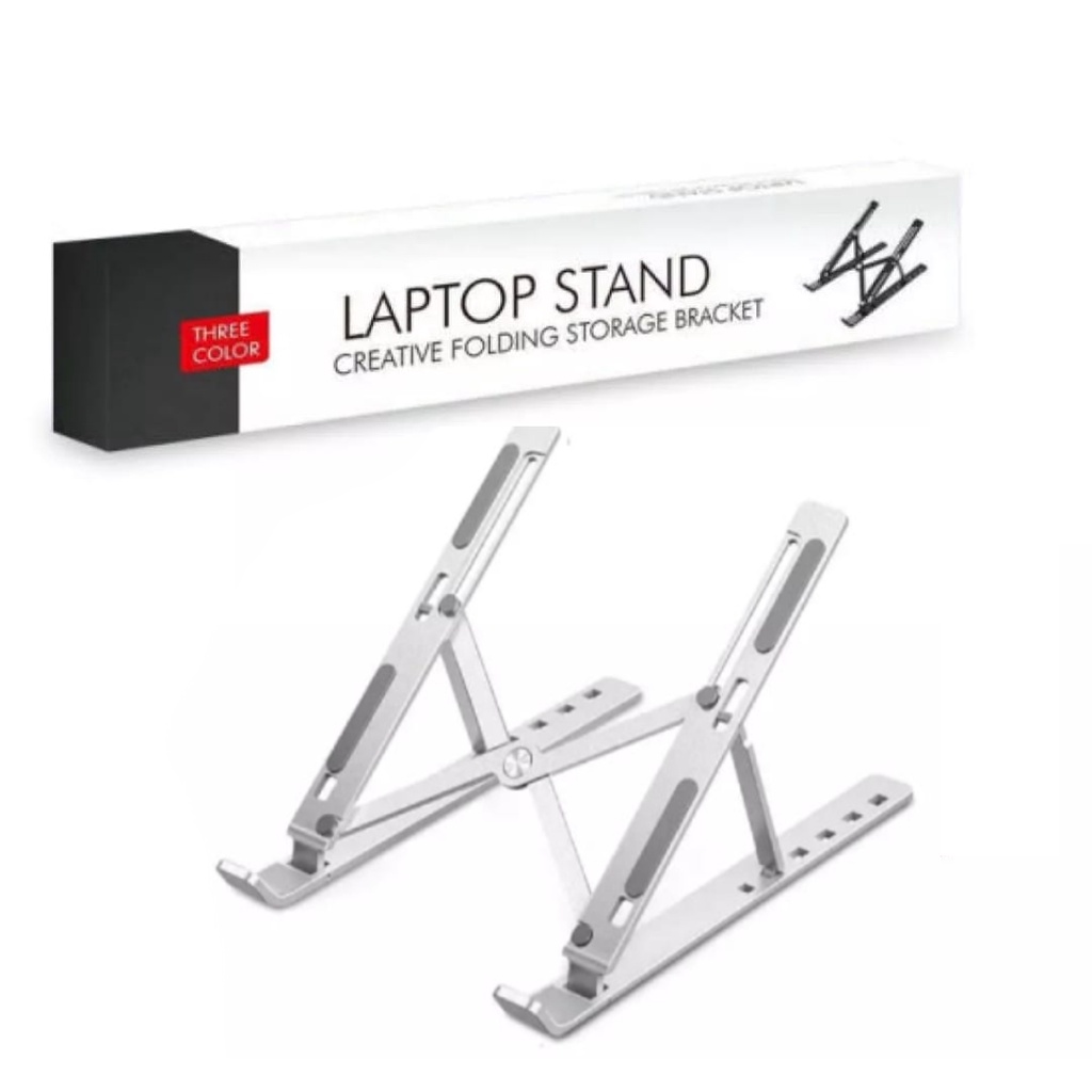 Portable Laptop Stand Adjustable Laptop Macbook Notebook Ipad-Holder Stand Dudukan Lipat Laptop Universal-Holder Stand Laptop Serbaguna Murah-Stand Holder Meja Laptop-Holder Lipat Folding Storage Bracket Laptop Stand