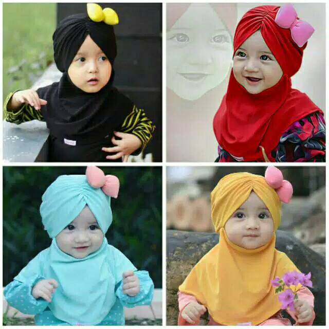 Hijab pita kerut, elmo, pita polka