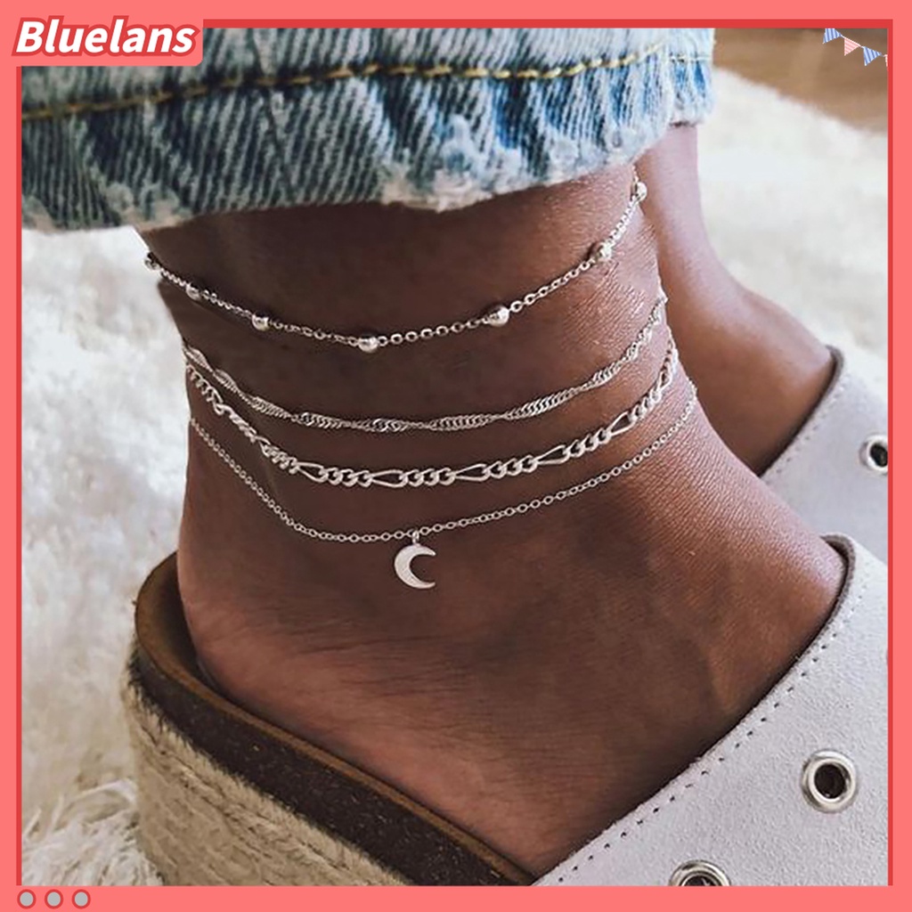 Gelang Kaki Desain Bulan Bahan Alloy Untuk Kencan