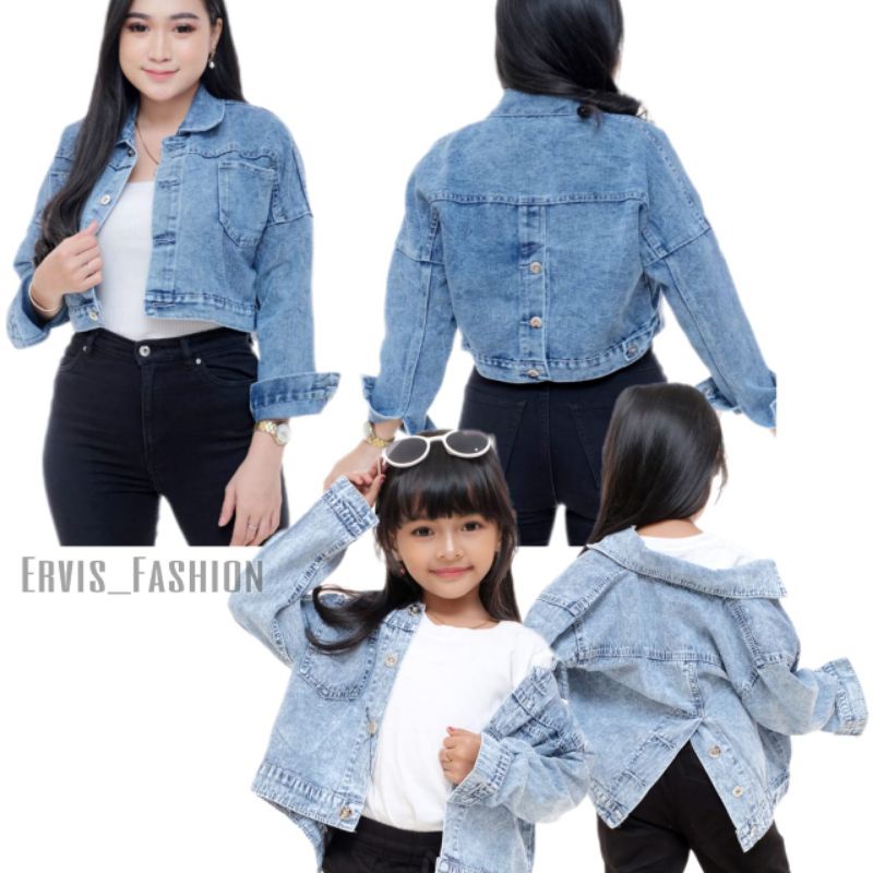 JAKET Couple Ibu Dan Anak  KAIN JEANS NONSTREqT TEBAL SNOW Jaket Jeans
