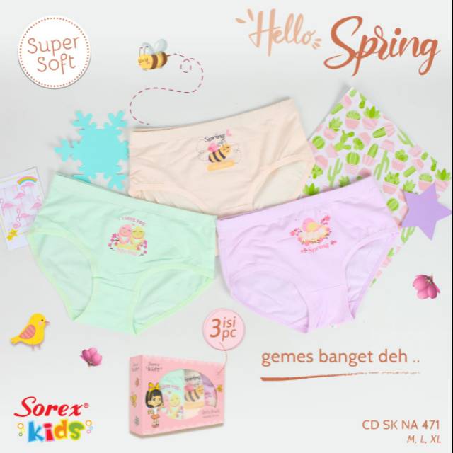 Sorex kids Girl SK 471 470 celana dalam segitiga 3 pcs