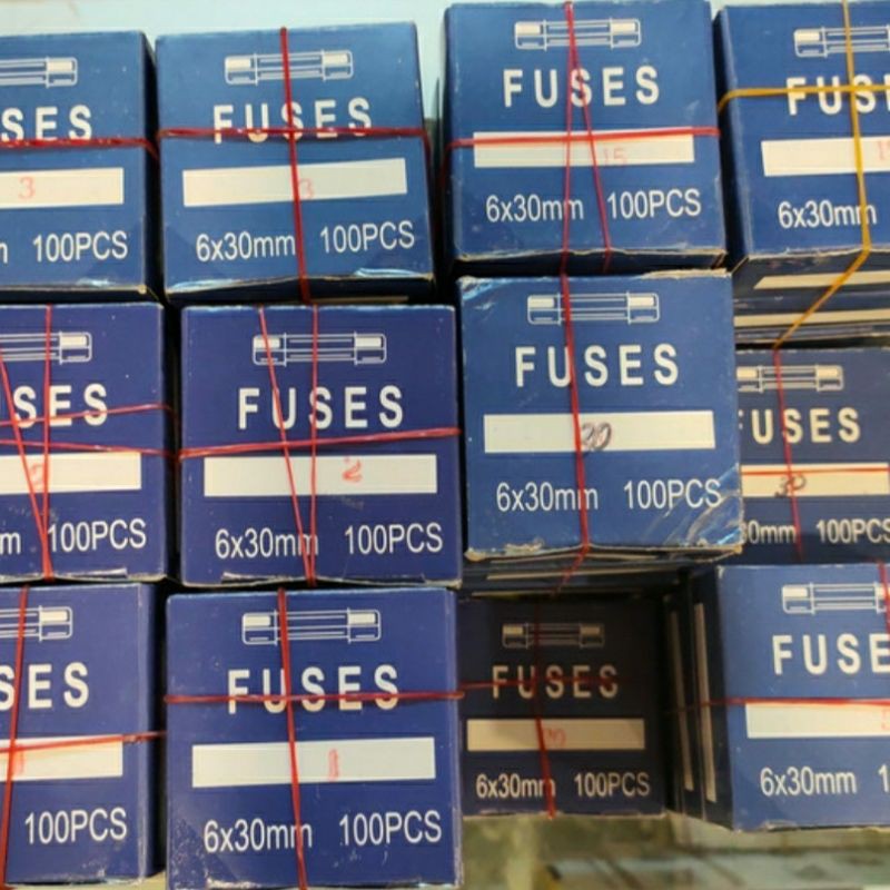 FUSE KACA BESAR 1a 2a 3a 5a 10a 15a 20a 30a FUSE GLASS 6x30mm