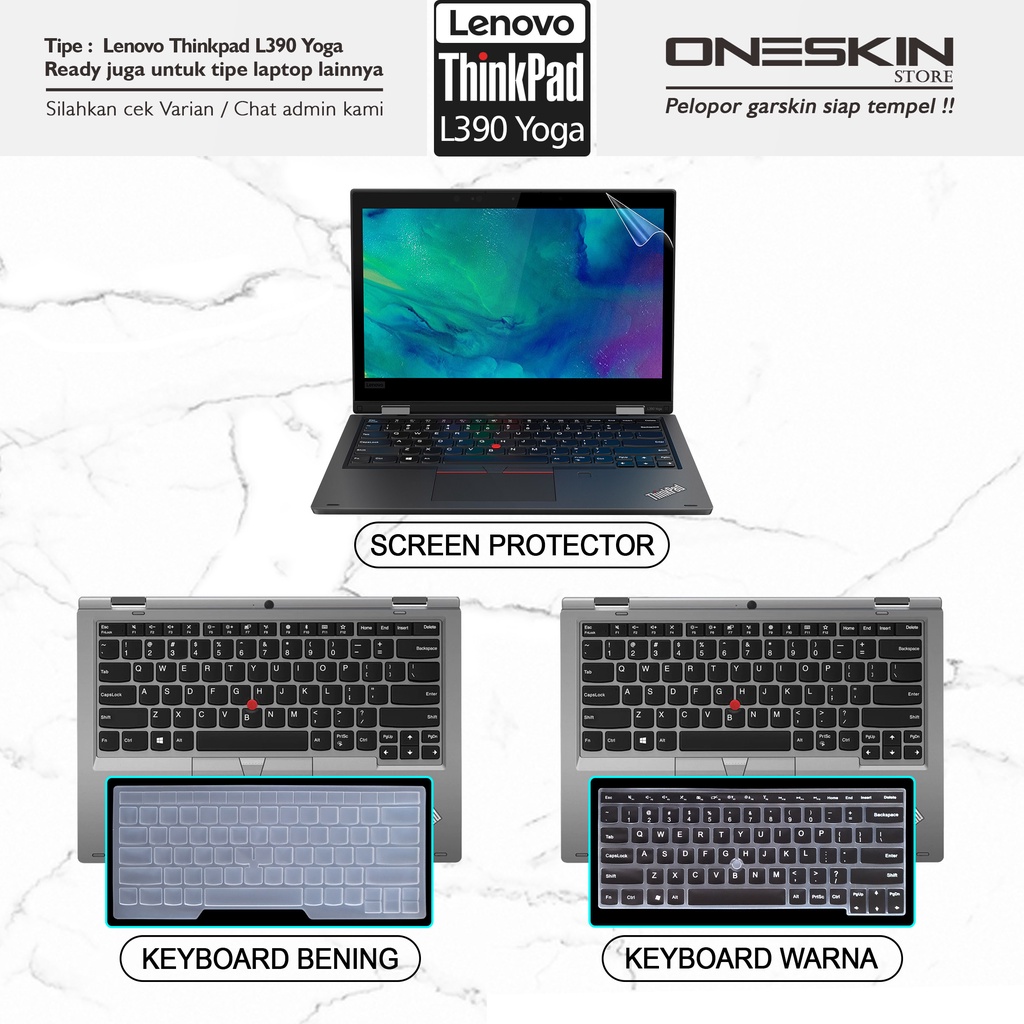 Garskin Sticker Laptop Pelindung Screen Keyboard Protector Lenovo ThinkPad L390 / L390 Yoga Gambar Full Body Silikon Bening Glossy Doff Cooskin