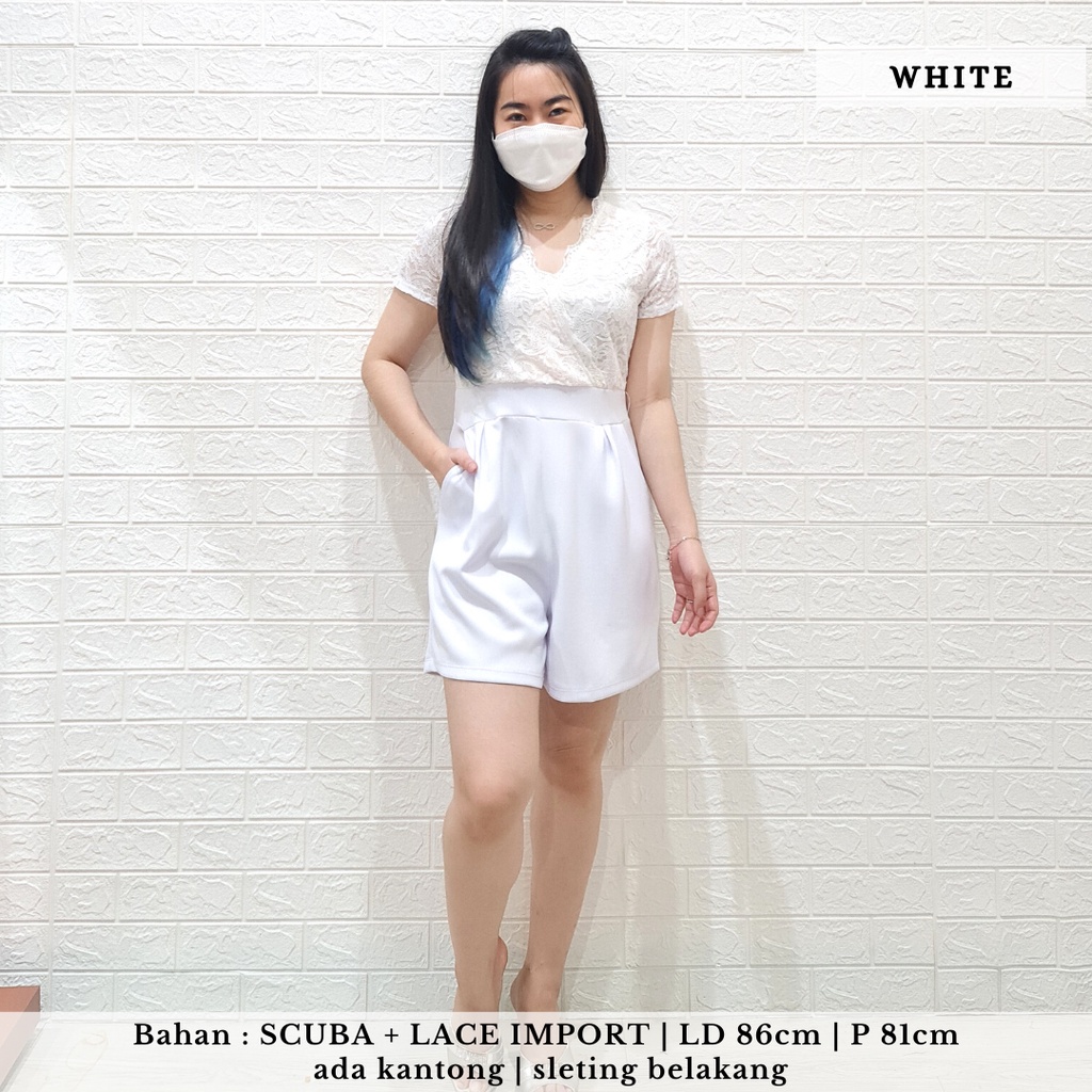 944 white short jumpsuit