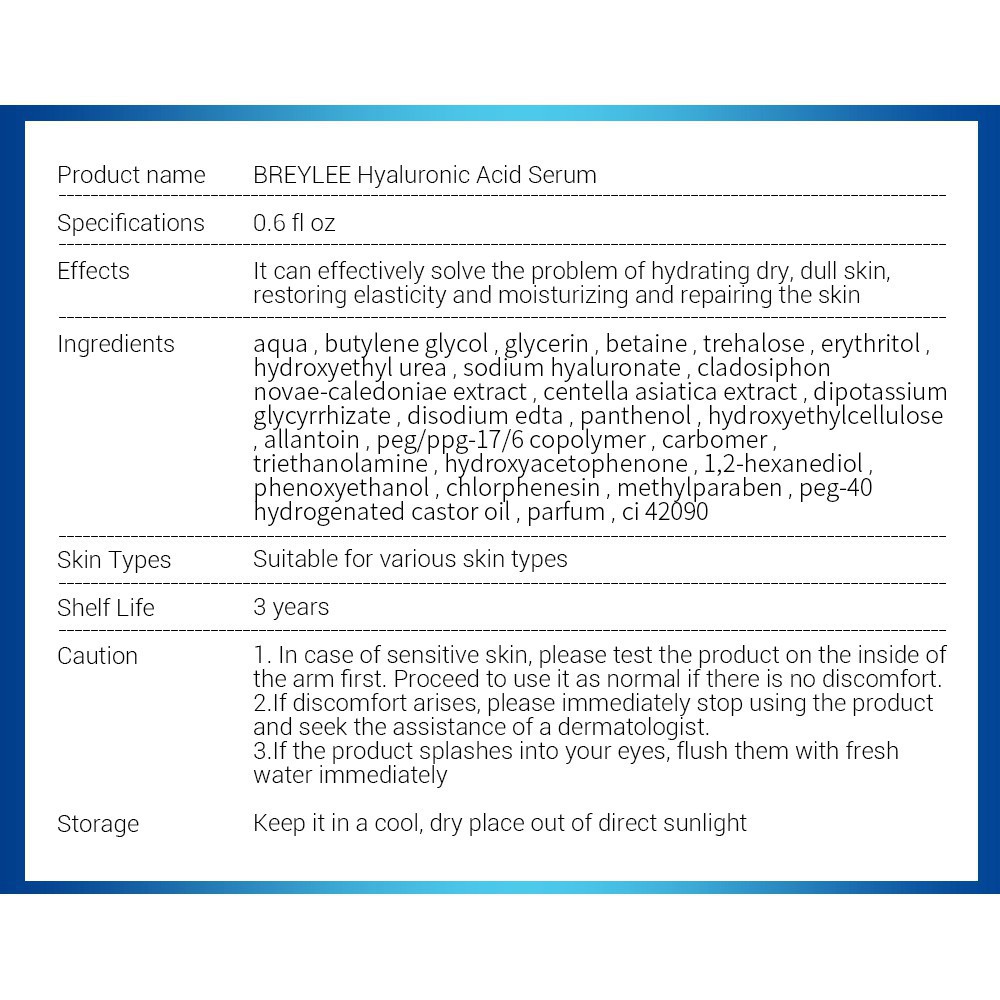 BREYLEE Serum Hyaluronic Acid - Melembabkan Wajah (17ml)