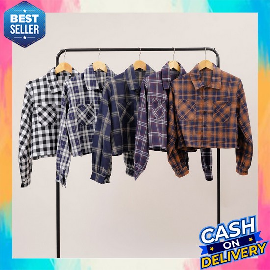 Kemeja Hem Wanita Cewek Lengan Panjang Polos Vondy Jumbo Xl Atasan Cod X8J4 Kekinian Pendek Terlaris