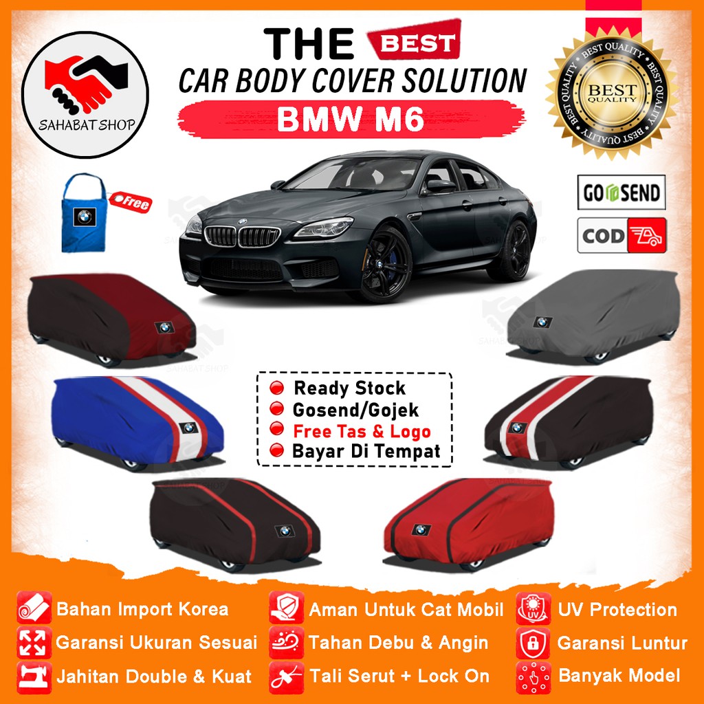 Sahabat Body Cover Mobil BMW M6 / Sarung Penutup BMW M6 Outdoor / Tutup Selimut Mantel Mantol Pelindung Jas Kerudung Kelambu Pembungkus Kerodong Tutupan Terpal Bungkus Mobil Sedan BMW M6 Waterproof Anti Air Model Orange