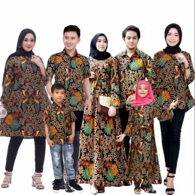 Batik Couple Keluarga Sania Ruffle Ori Ndoro Jowi Dnt Motif Sekar