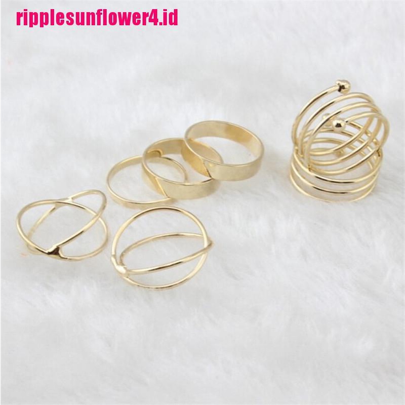 6pcs / Set Cincin Knuckle Bahan Alloy Gaya Punk Unik