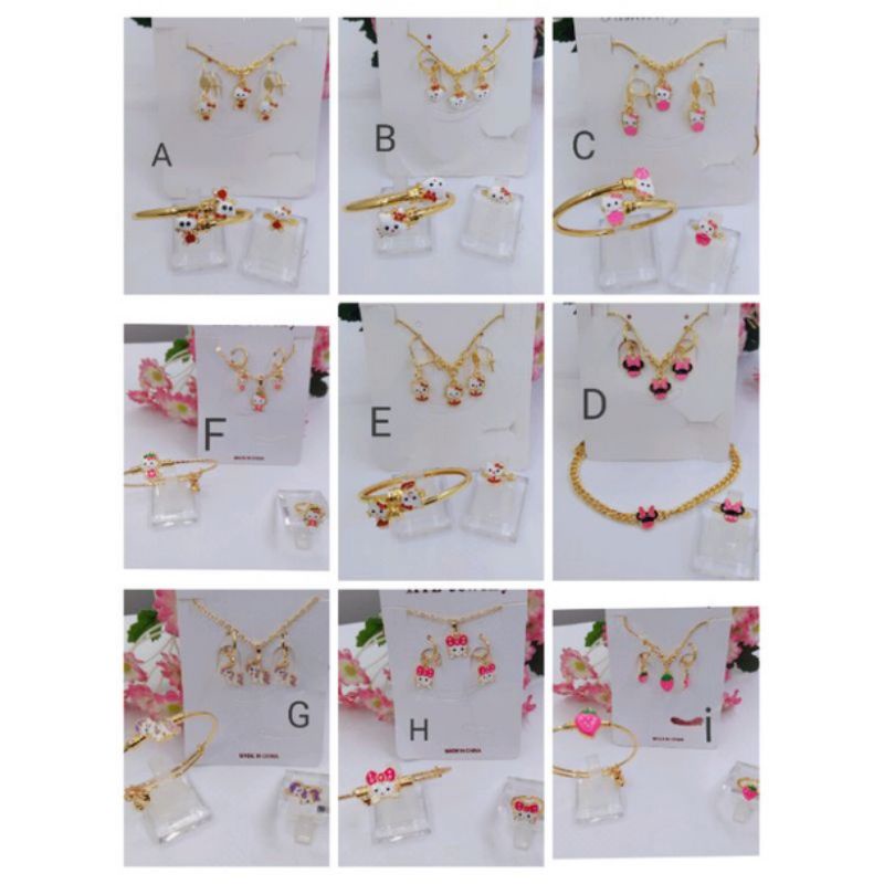 Usd10 Perhiasan 1 set anak-anak xuping lapis emas (1 set isi : Kalung+anting+gelang tangan+cincin)