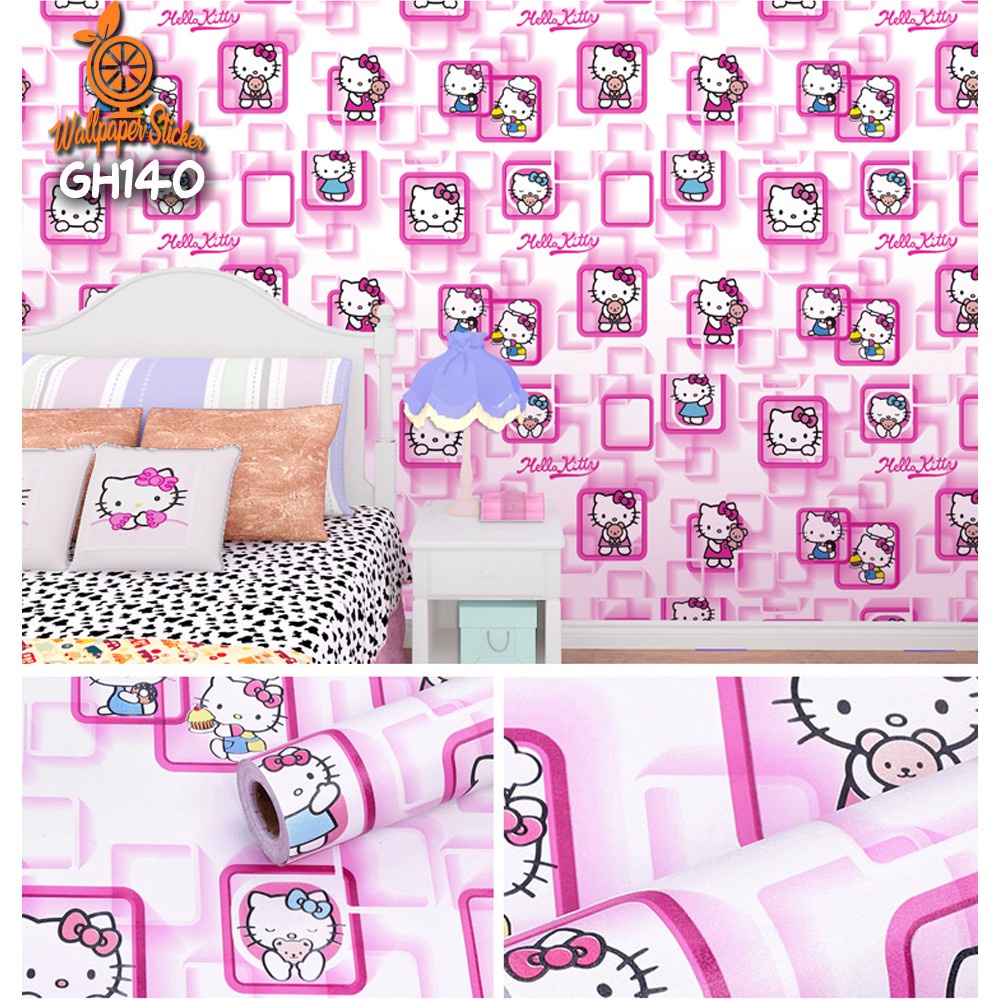 Wallpaper Sticker Dinding Premium Motif HELLOKITTY Size 45CM X 10M CY DAN GH