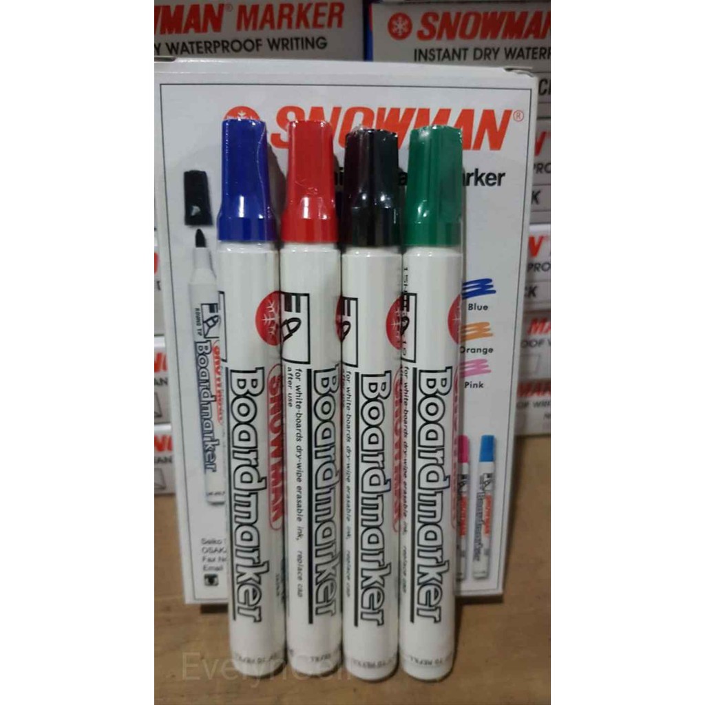 Spidol Whiteboard Snowman Board Marker BG-12 - Pcs Hitam, Biru, Merah, Hijau