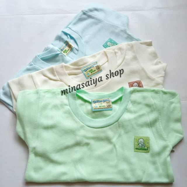 HELLO BABY 3 pcs dan ecer Kaos Bayi SNI Lengan Pendek Polos Uk. S - XL