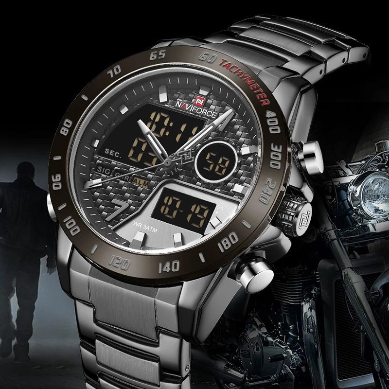 JAM TANGAN NAVIFORCE PRIA SPORTY MEWAH NF-9171 B/B/B