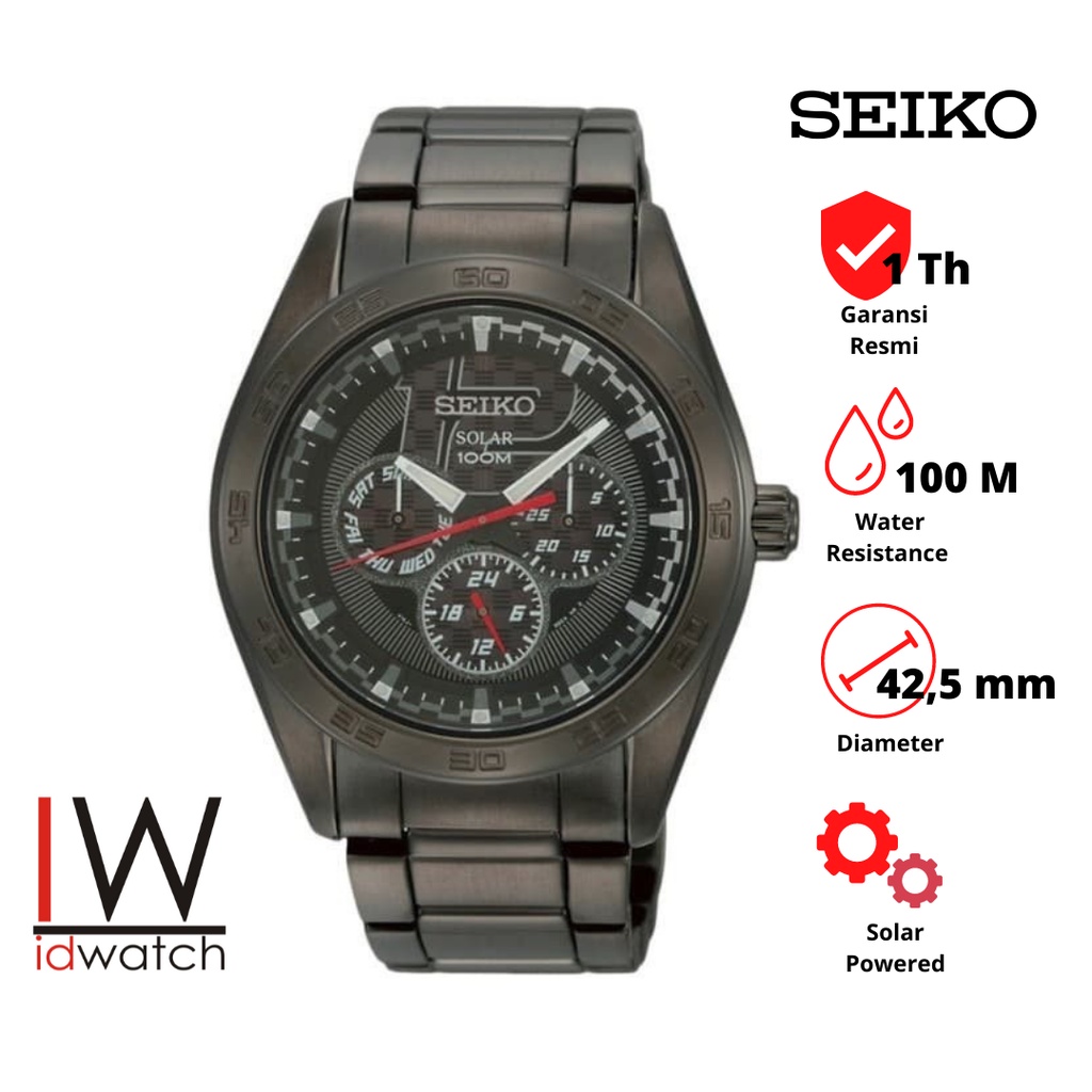 Seiko Criteria SNE201P1 Jam Tangan Pria Original Solar SNE201 Cowok Strap Rantai Stainless