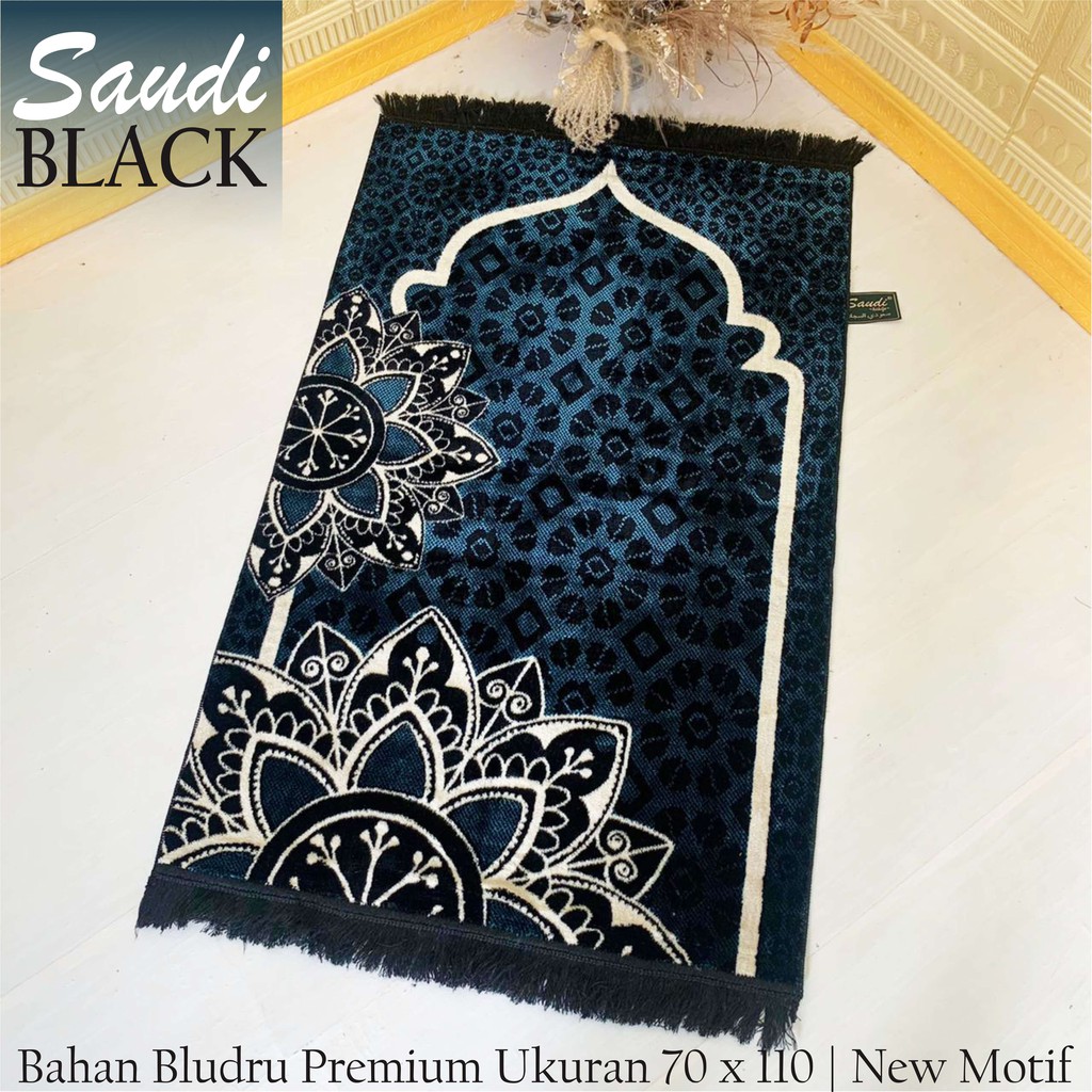 Sajadah Turki Hitam Premium Tebal Motif Bunga Murah terbaru