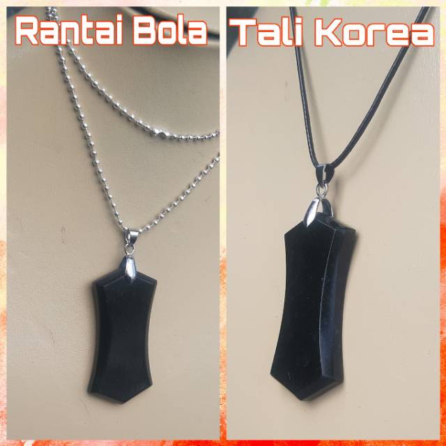 Kalung Terapi Liontin Natural Black Jade Super PTM2