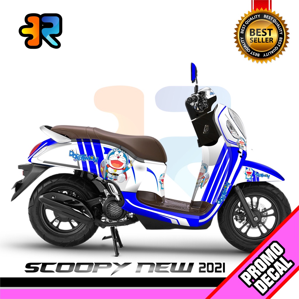 Decal Motor Scoopy 2021 Desain Doraemon Sticker Full Body