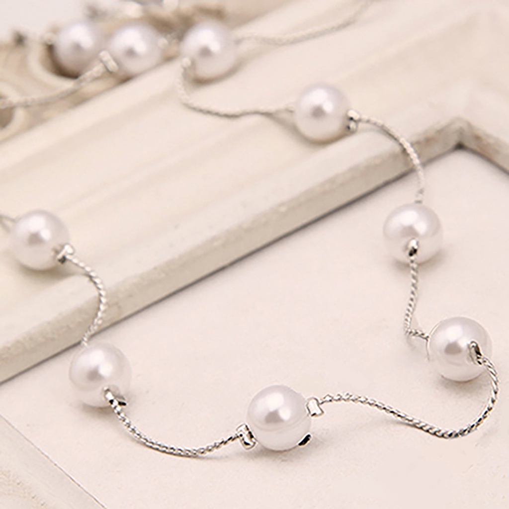 Hu Hu Hu Hu Hu Alat Bantu Pasang Kacamata♡ Kalung Rantai Klavikula Mutiara Imitasi Bahan Alloy Adjustable Untuk Wanita
