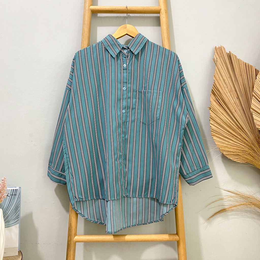 KEMEJA SALUR KAMALIA KATUN WOLFIS GARIS DAILY OFFICE SHIRT PREMIUM B611 CO