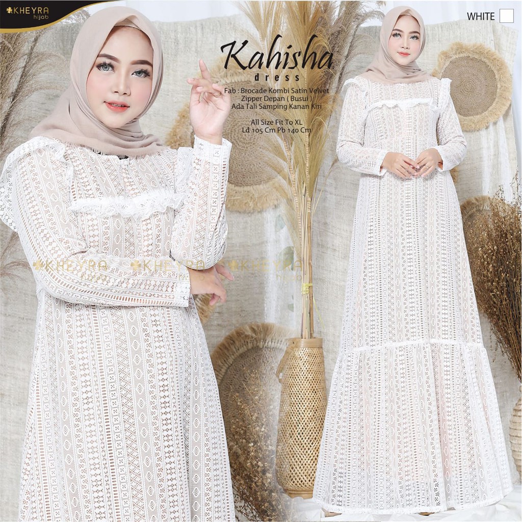 OK - MODIS KAHISHA DRESS BY KHEYRA | BROKAT GAMIS PUTIH MURAH | PAKAIAN KONDANGAN MUSLIMAH