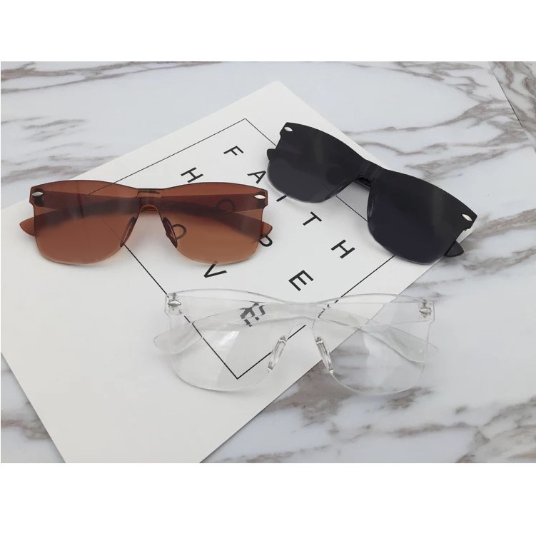 rowling (13-5) Murah Kacamata Hitam Wanita Transparent Sunglasses Frameless Port Trends Couples Simple Glasses Kacamata Fashion