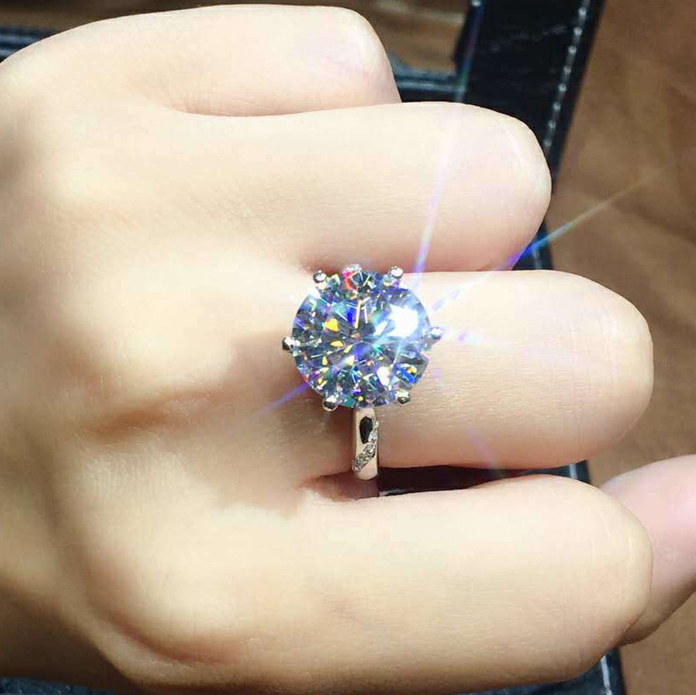 Cincin Pasangan Kawin Platinum Berlian Kristal Perak Pria Wanita Fashion Perhiasan Couple Rings