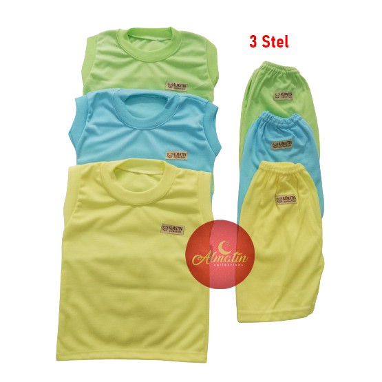 3 Stel Setelan Baju Bayi Kutung Newborn / Baju Bayi Polos / Baju Anak Kaos