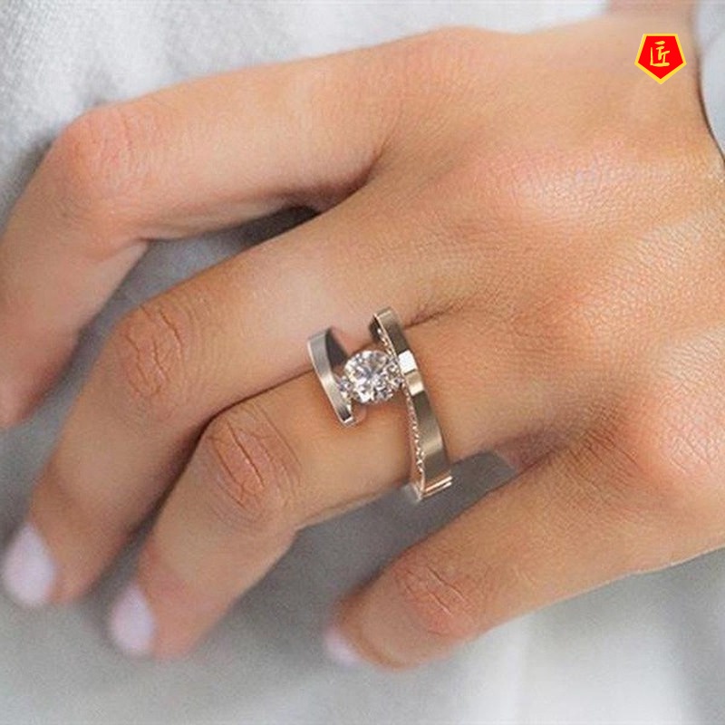 [Ready Stock]Creative Personality Diamond-Studded Ring 18K Gold