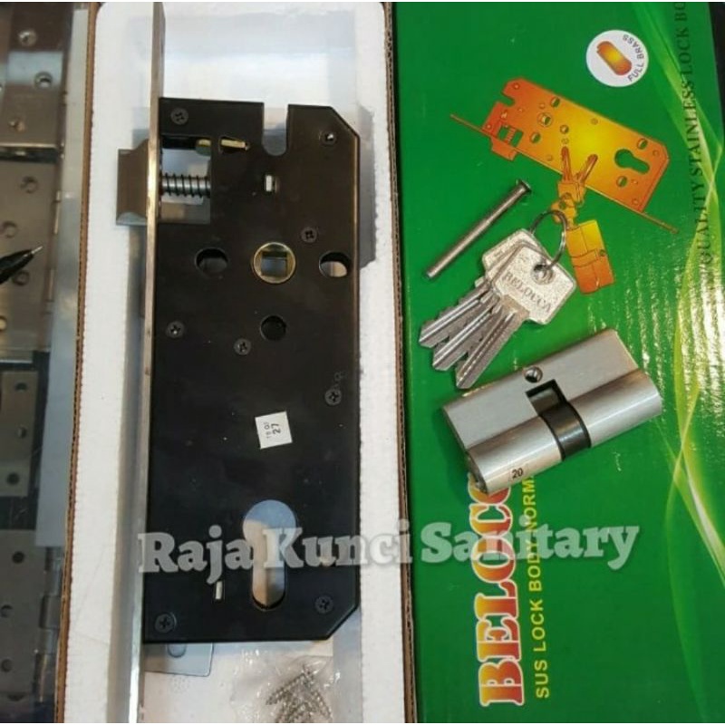 Paket Lengkap Handle Roses Stainless+Bodi Kunci Stainless SUS 304+Cylinder/Gagang Pintu/Tarikan