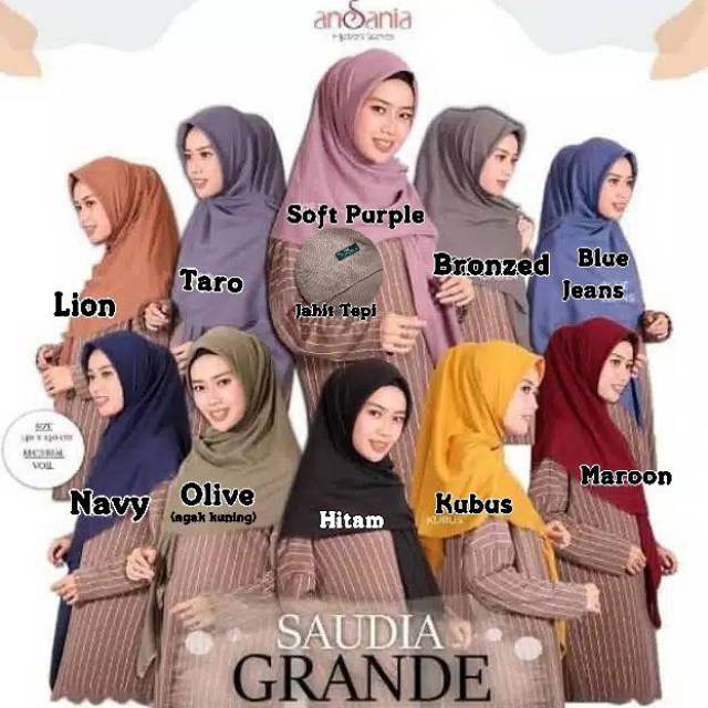 SAUDIA ANSANIA GRANDE PROMO/ SEGIEMPAT HIJAB JILBAB KERUDUNG RAWIS SYARI JUMBO SYAR'I