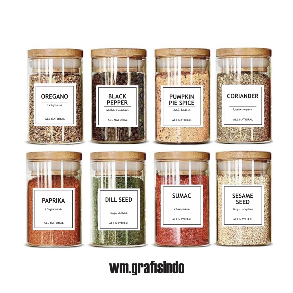 

Cetak Custom Sticker Label Bumbu Dapur Laundry Cleaning Aesthetic Toiletries Minimalis Elegan