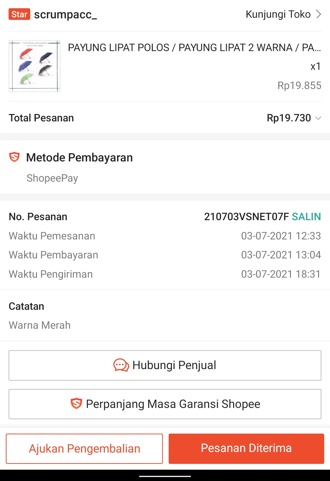 Payung Lipat Polos / Payung Lipat 2 Warna / Payung Lipat Praktis