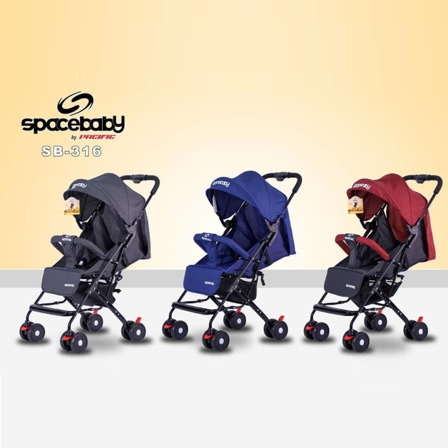 Stroller Anak Bayi Balita Kereta Dorong Stroler Spacebaby SB316 By Pacific Bisa 3 Posisi Sandaran-4