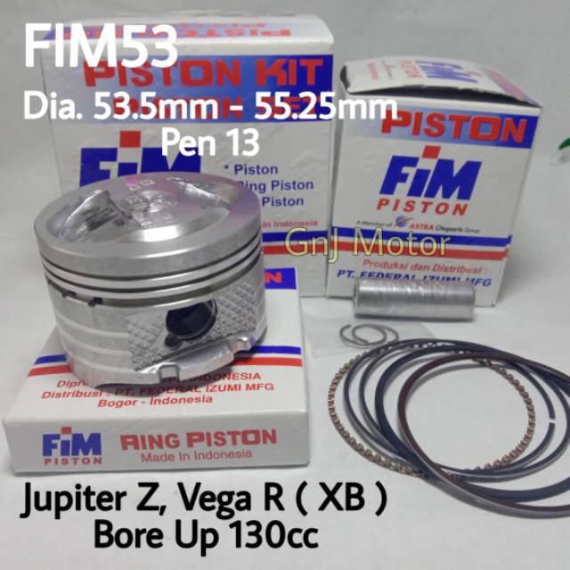 Piston kit FIM Bore Up 130 Jupiter Z Burhan - Vega R New XB Pin 13 DM 53.5, 54, 54.5, 55, 55.25 mm