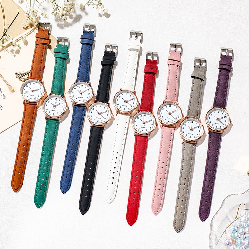 [COD] Jam Tangan Wanita Strap Pu Leather Casual Polos / Jam Tangan Wanita Quartz Analog Import