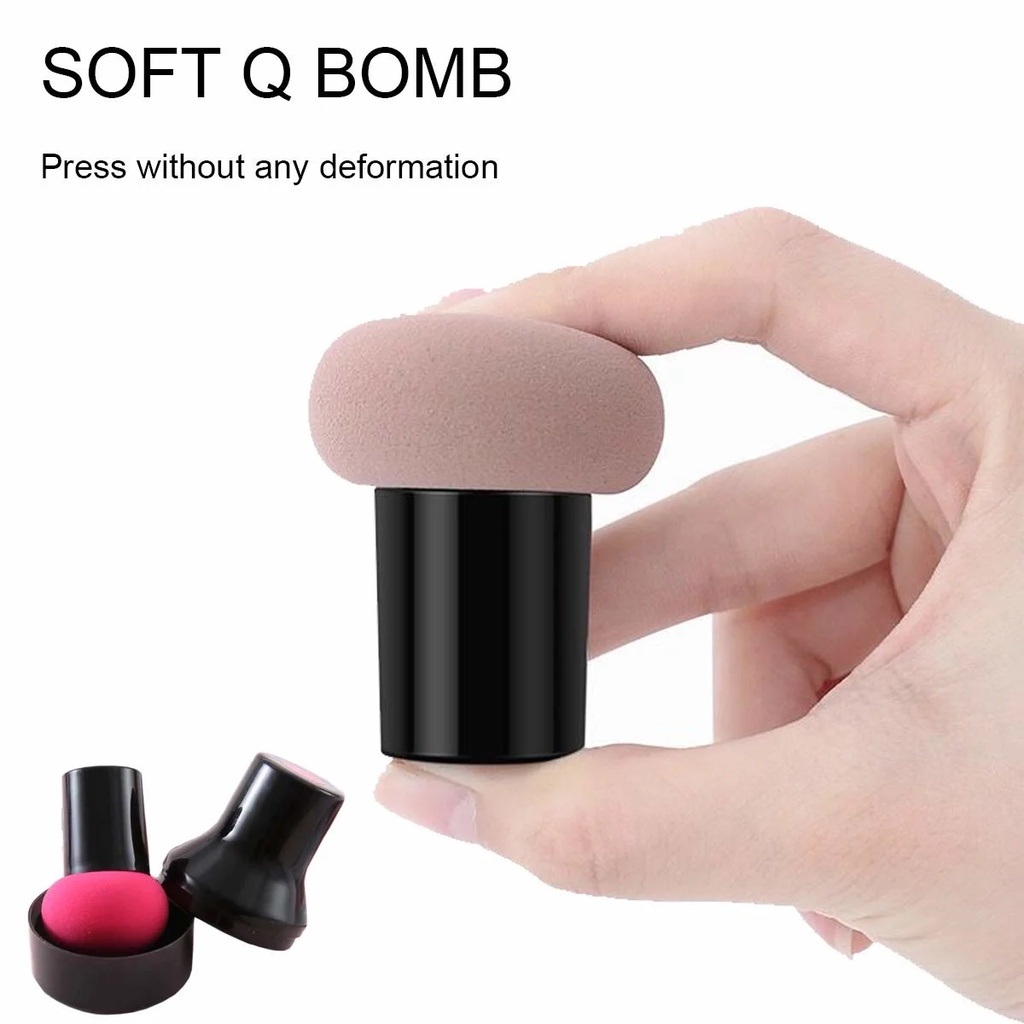 Mushroom Makeup Sponge Cosmetic Blender Puff Latex Free Face Sponge Beauty Puff Makeup Brush Sponge with Handle Case for Concealer BB Cream Foundation Makeup Tools