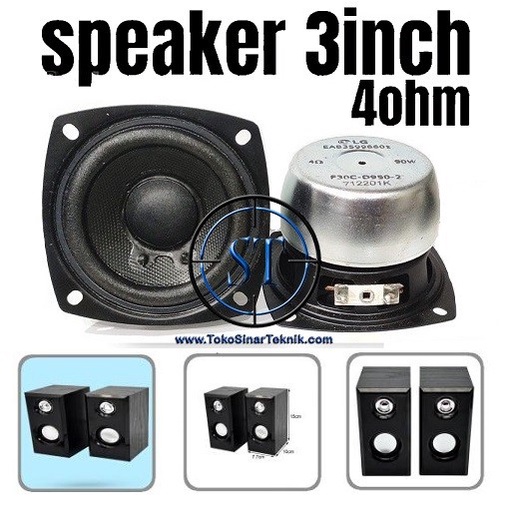 Speaker Bulat 3 Inch 4 Ohm 90W Full Range Audio Woofer Bass Spiker 90 Watt 4R Home Theatre Portable Audio Player