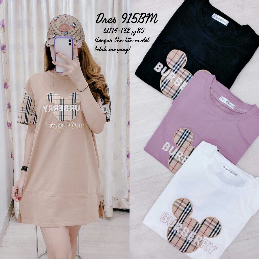 DRESS WANITA UKURAN JUMBO IMPORT PREMIUM BURBERRY 915 916 918 919