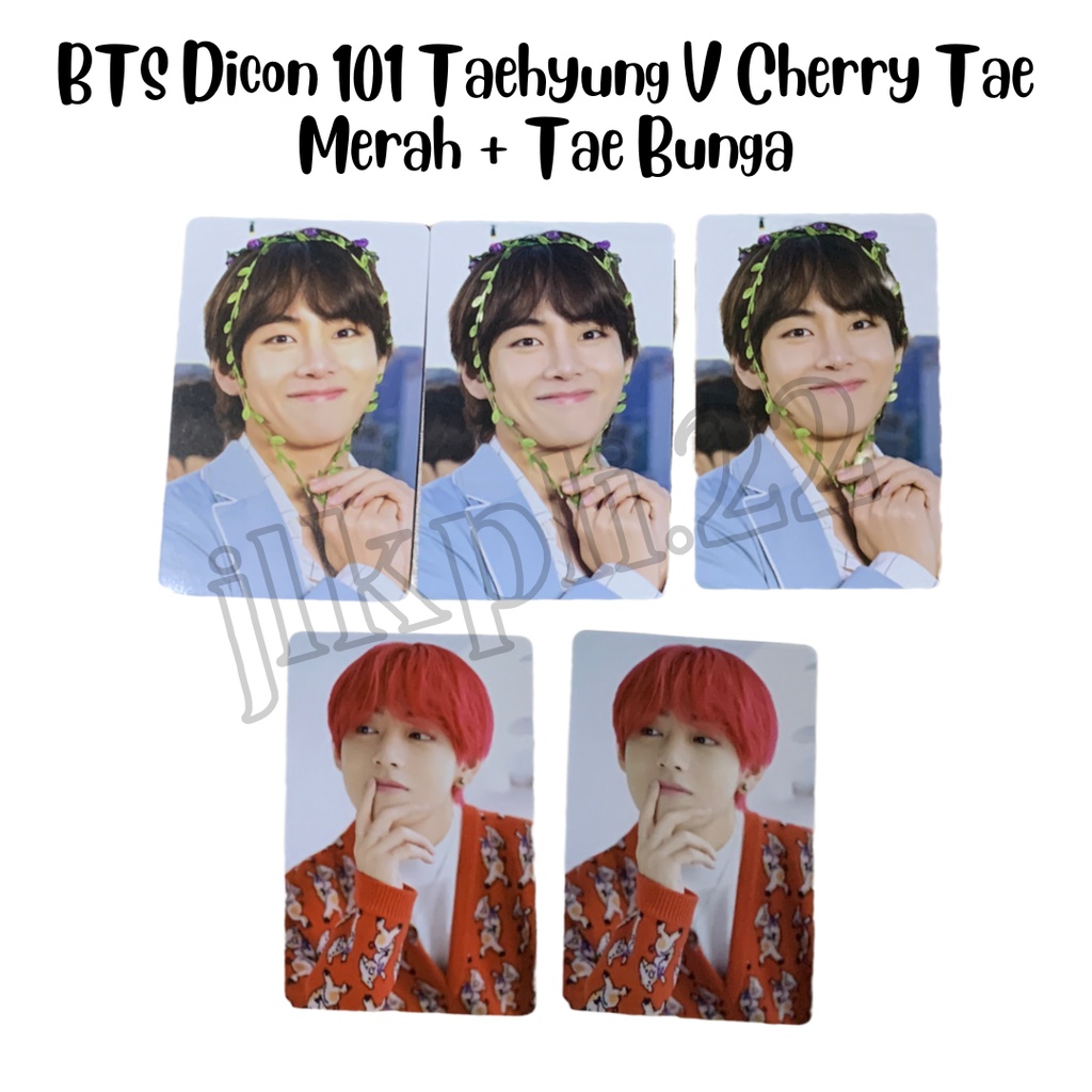 Bundle BTS Dicon 101 Taehyung V Cherry Tae Merah + Tae Bunga Daun Photocard PC Army Jungkook JK Jimi