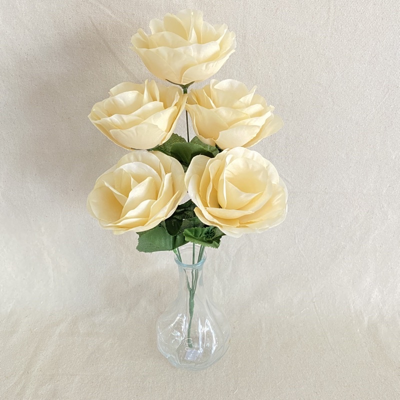 Bunga Mawar Rose Mangkok X5 (satuan) Bunga Artificial / Bunga Plastik / Bunga Dekorasi / Pernikahan-Rustic