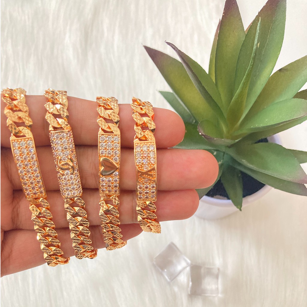 Gelang Rantai Titanium Wanita Anti Karat Xuping Lapis Emas Perhiasan Fashion Wanita Berlapis Emas KTA22-1