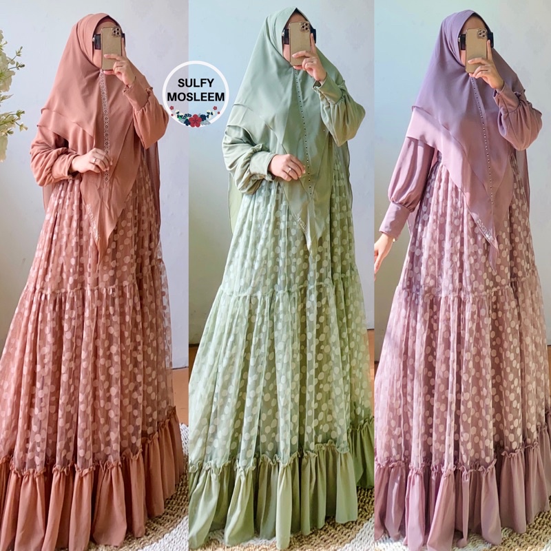 DINAR SYARI (GAMIS SET KHIMAR) GAMIS PESTA ELEGANT