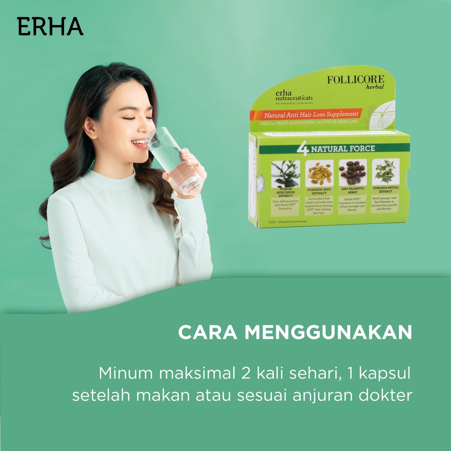 ERHA Supplemen Rambut Rontok Follicore Herbal 60 Caps